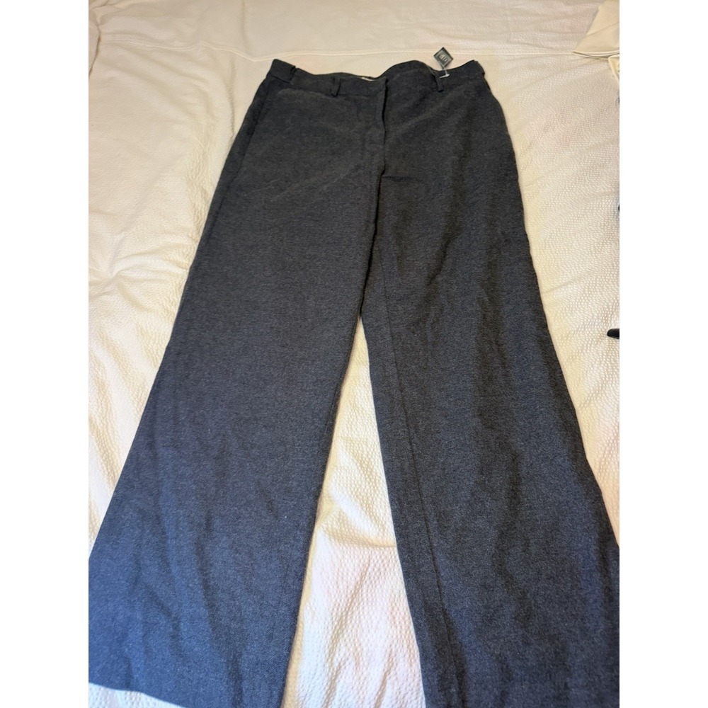 LL Bean Weekend Cotton Pants 14 Charcoal Classic Fit Flat Front Straight Leg